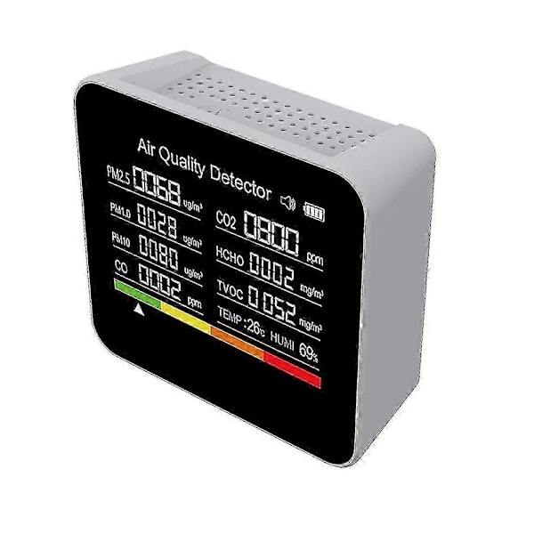 9-i-1 luftkvalitetsmåler CO2-måler Kuldioxid detektor CO CO TVOC HCHO PM2.5 PM1.0 PM10 Tempe 2024THO