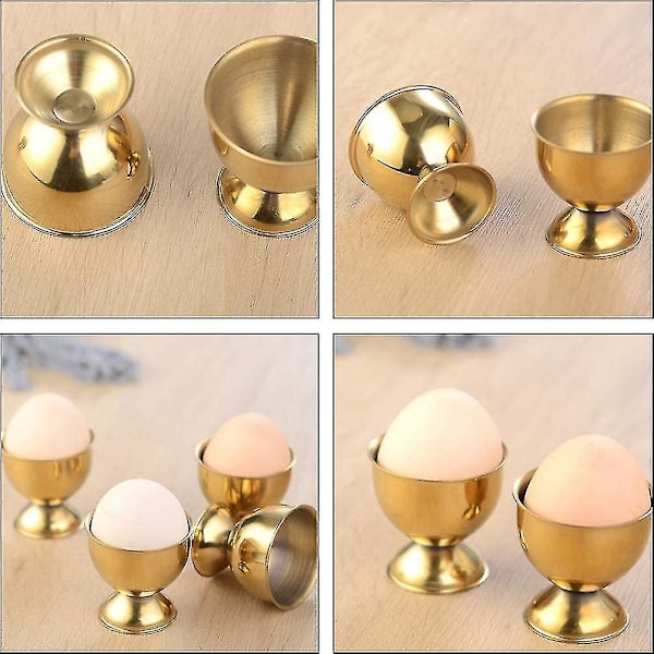 6 stk Eggestativ Rustfritt Stål Eggkopp Gull Egg Holder Eggbrett Eggbrett For Barn Påske Egg