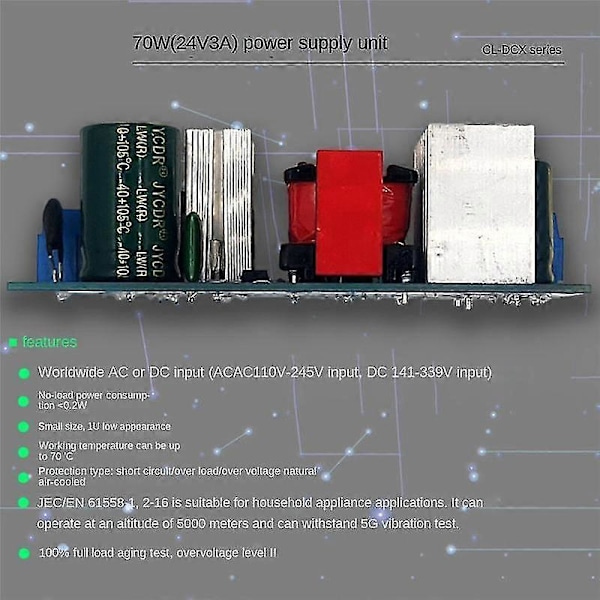 24V 3A Kytkentävirtalähdelevy 70W Eristetty Virtalähtemoduuli AC-DC Sisäänrakennettu Moduuli 110V/220V - 24V