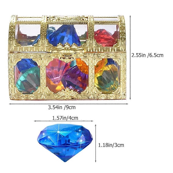 1 Sæt Dykke-Ædelsten Pool Legetøj Farverige Diamant Dykke Legetøj med Skattekiste Børn Falske Diamanter Legetøj