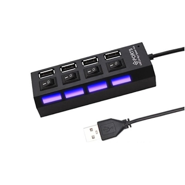 USB Hub med 7 Porte, Høj Hastighed 2.0, USB Multi Splitter, Desktop PC Laptop Adapter