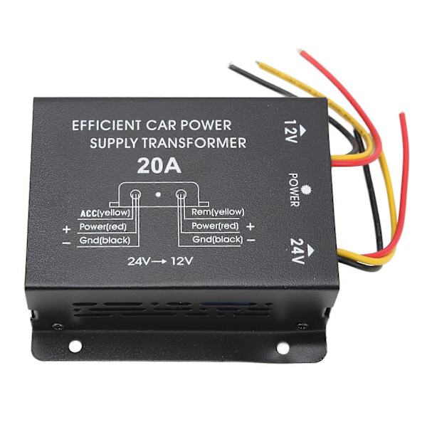 Auton sähköinen muuntaja 20A 24V - 12V DC sähkövirran muuntaja sovitin käsipuhelimille, auton näytölle, kuorma-autoille, busseille