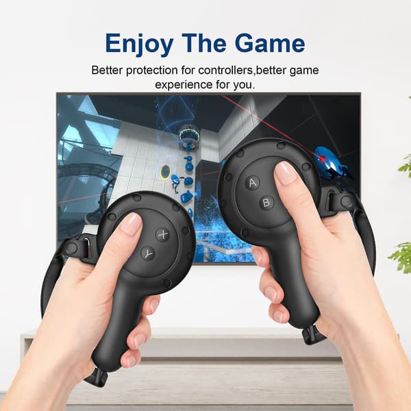 VR Controller Greb Beskyttelsesetui til Meta Quest 3, Bløde Silikon Greb Cover til Oculus Quest 3, Med Controller Håndremme