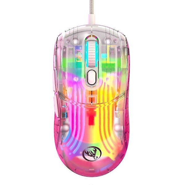 Spelmus Trådbunden 12800DPI Programmerbar Mus, Ergonomisk Spelmus Transparent Skal Ergonomisk USB Optisk Mus Mus
