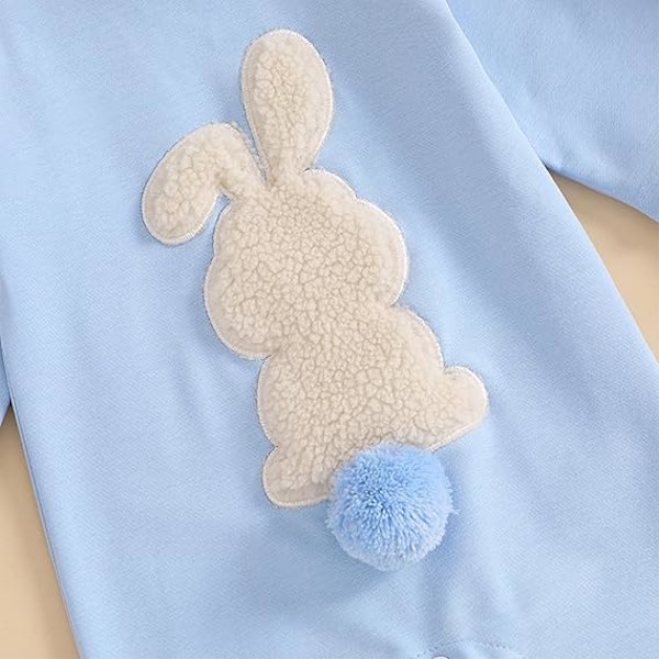 Baby Pojkar Flickor Påsk Bodysuit, Nyfödd Söt Pälsig Kanin med Pom Pom Svans Långärmad Bodysuit Semester Fotografering Bodysuit, Lämplig för 0-18 Månader