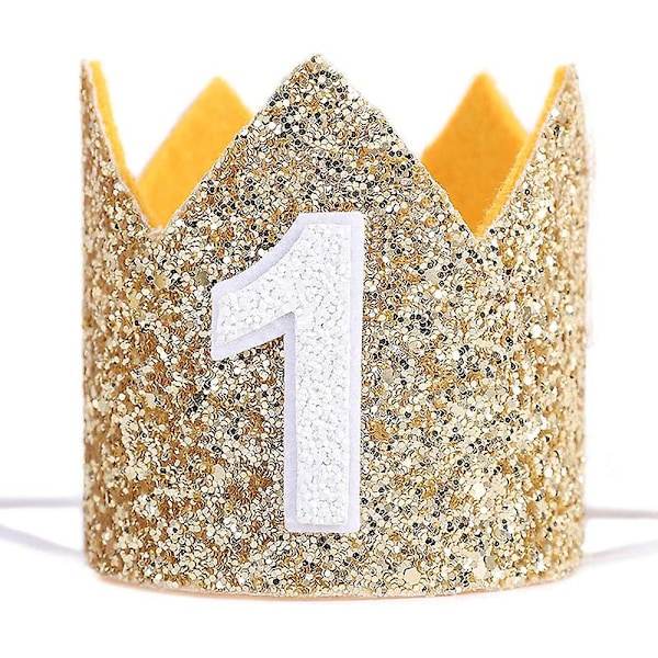 12 Første Bursdagskrone For Babyjenter Gutter Halv En Nummerfest Hatter Blå 1 År Glitter Hatt Hodebånd Bursdagsfest Dekorasjon