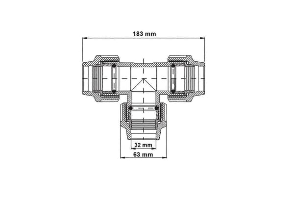 32 mm x 32 mm x 32 mm Hun-T-stykke i MDPE PE til vand | Plastikrørsforbindelse | Klemmeforbindelse til PE/MDPE-rør