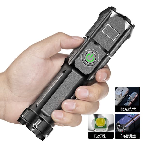 XPE Zoom Musta Ladattava LED-taskulamppu