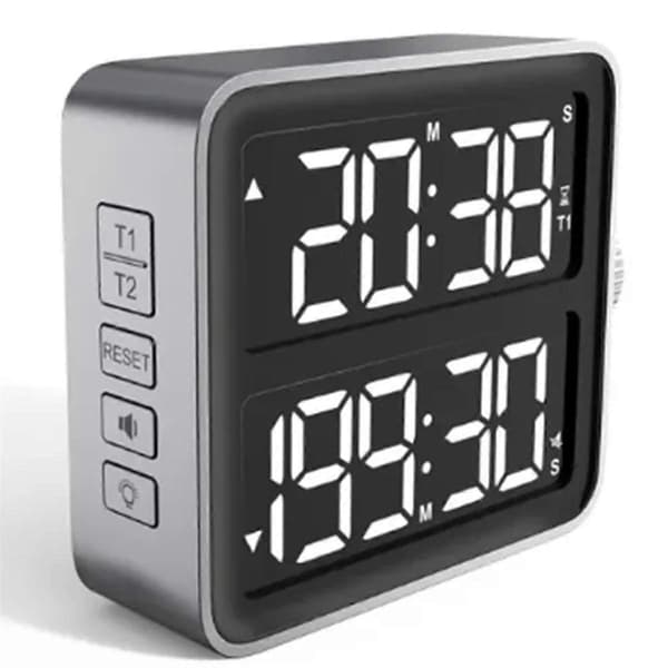 LED Digital Timer med Dobbelt Kanaler Nedtælling Stopur Køkken Kogetimer Elektronisk Magnetisk Tælling