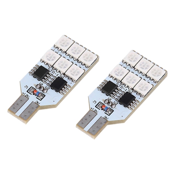 2x RGB LED T10 168 194 2825 W5W Kart- Tak- Inre 16 Färger Ljuslampor Fjärrkontroll