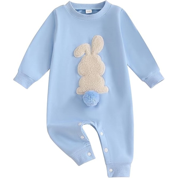 Baby Pojkar Flickor Påsk Bodysuit, Nyfödd Söt Pälsig Kanin med Pom Pom Svans Långärmad Bodysuit Semester Fotografering Bodysuit, Lämplig för 0-18 Månader