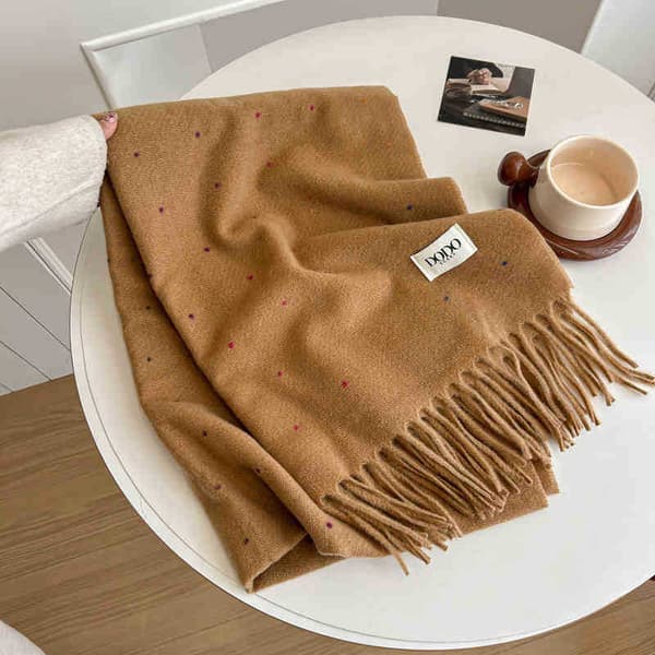 Ternet tørklæde til kvinder, eksklusivt mohairtørklæde til vinter Camel