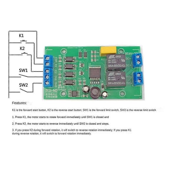 DC 6V 12V 24V DC-motor fram- och backåtkontroller 20A hög ström med gränsrelädrivning lyft