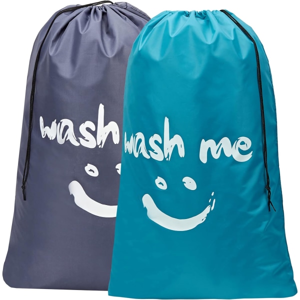 2 Pack XL Wash Me Travel Laundry Bag, Machine Washable Dirty Clothes Organizer, Large