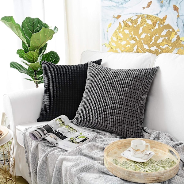 2-pack, Mjuk Dekorativ Kvadratisk Kuddfodral i Corduroy, Kuddfodral, Kuddeöverdrag, Heminredning för Soffa, Säng, Stol 18x18 tum/45 cm