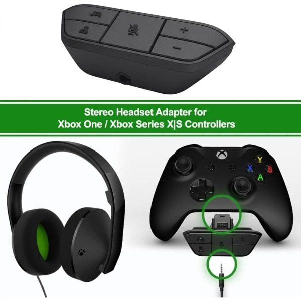 Stereo Headset Adapter for Xbox One/Series X|S Kontrollere - Mikrofon Headset Adapter - Lydsett for Xbox One/Series S|X