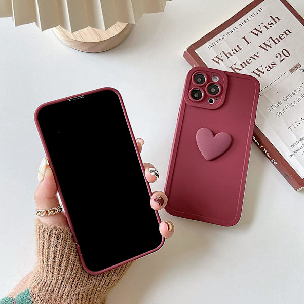 Kompatibel med Iphone 13 Pro Max Skal, söt 3D Hjärtformad med Anti-fall Lins Kameraskydd för Iphone 13 Pro Max 6.7-tum Mjuk Tpu Stötskydd