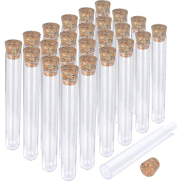 20 st 12x100mm Transparenta Laboratorieprovrör i Plast med Korkproppar