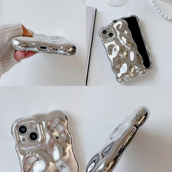 Fodral för iPhone 15, Söt Enfärgad Lockig Vågsformad Stötsäker TPU Bumper Telefonfodral