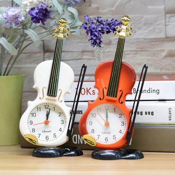 SAYTAY Sovrumsväckarklocka, Mini Violin Väckarklocka, Student Heminredning Skrivbords Klocka