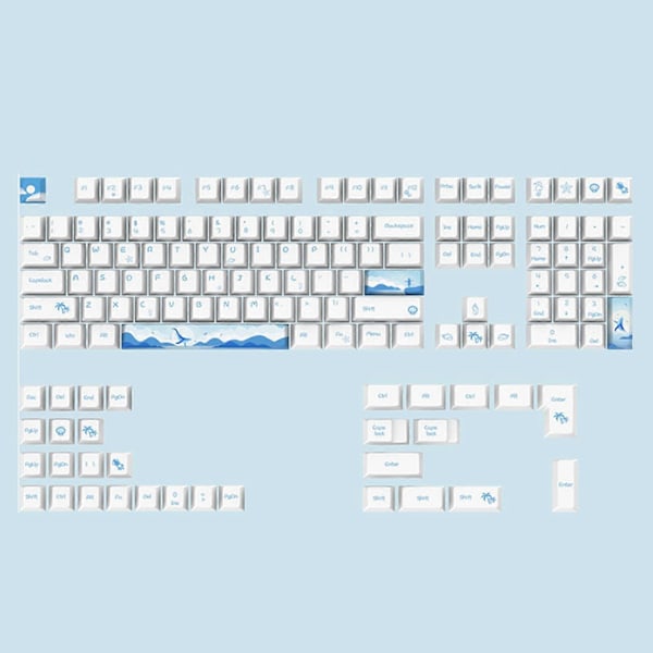 108 Tangenter Delfin Spel Keycaps PBT 5 Sidor Färg Sublimering Keycap Cherry Profil för Tangentbord 6.25 7U för Mekaniskt Tangentbord