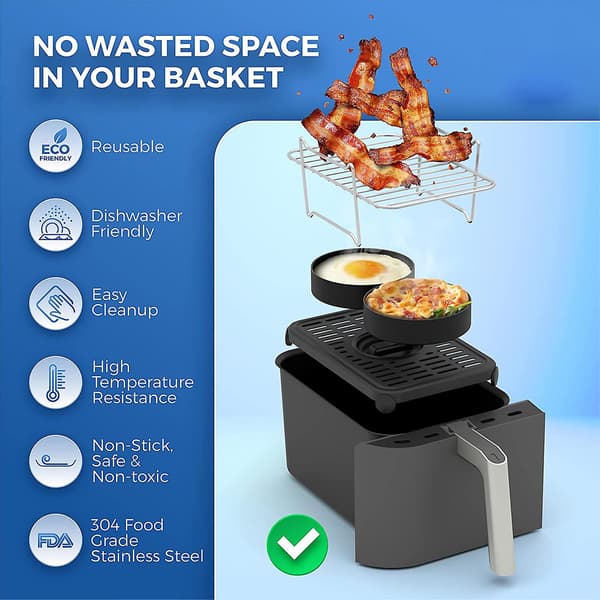 Airfryer Stativ Rustfrit Stål Multifunktionelt Multilags Stativ Tørrestativ