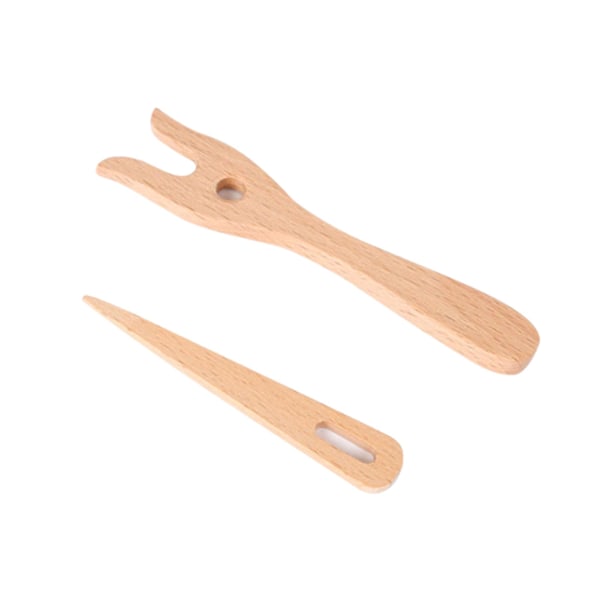 Stickningsgaffel och Storögd Nålset Trä Handvävning Gammal Snörningsverktyg för DIY-Vävning