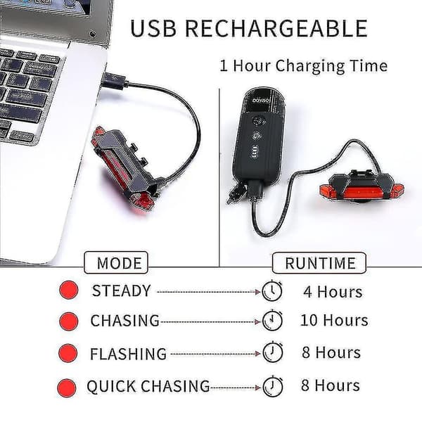 Ycle USB-lataus Varoitus Vilkkuva Pyöräily LED