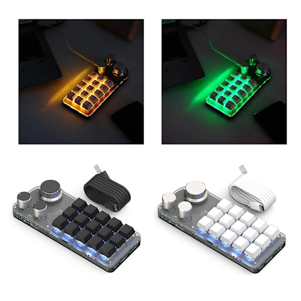 Macropad RGB Programmerbart Makrotangentbord 15 Tangenter Spelmekaniskt Minitangentbord