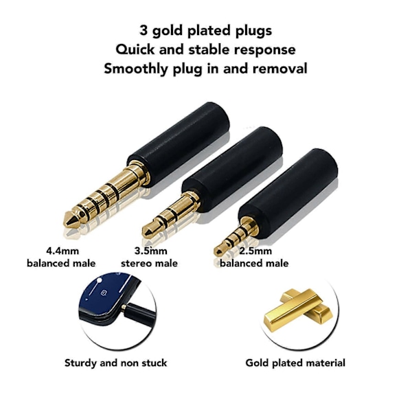 Hodetelefonadapterkabel 3,5 mm hunn til 2,5 mm 3,5 mm 4,4 mm hann adapterkabel for NW ZX300 for NW WM1 for NW WM1Z Sølv