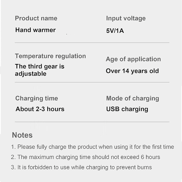 USB-ladattava kädenlämmitin Power Bank hiihtämiseen ja ulkoilmatoimintaan talvella