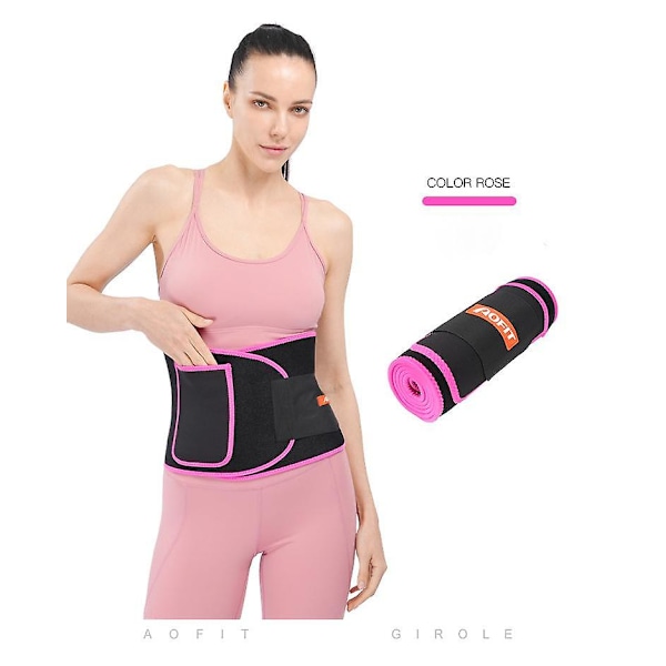 Talje-træningsbælte Rygstøtte Sports Slimming Body Shaper Bånd med Dobbelt Justerbar Mave til Fitness Træning, Unisex-Pink-XL