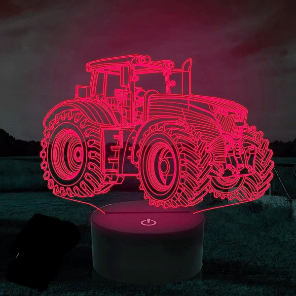 3D Lastbil Traktor Bil Natlys Bordsklampe Optisk Illusion Lamper 7 Farveskiftende Lys LED Bordlampe Julegave Hjem Kærlighed Fødselsdag Børn Dekoration Gave