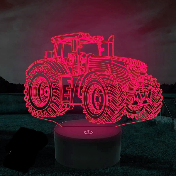 3D Lastebil Traktor Bil Nattlys Bordskrive Optisk Illusjon Lamper 7 Farge Skiftende Lys LED Bordlampe Jul Hjem Kjærlighet Bursdag Barn Dekor Gave