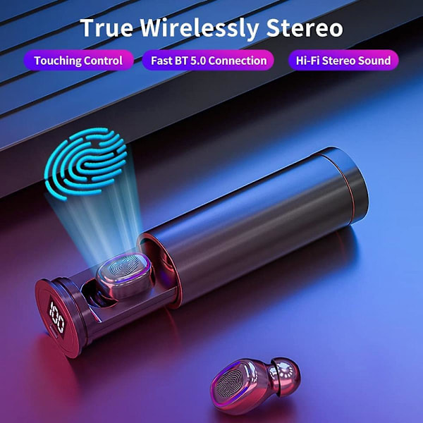 Hi-Fi Stereo Trådlösa Hörlurar Laddningsfodral Touch Control Nödvändigt Trådlösa Stereo BT 5.0 Öronproppar för Träning Löpning Resor Rosa