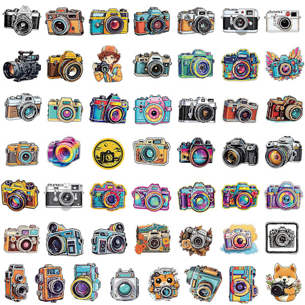 50 stk. Vintage Kamera Stickers Selvklæbende DIY Telefon Cover Kop Bagage Skateboard Laptop Scrapbog Graffiti Decal Kit