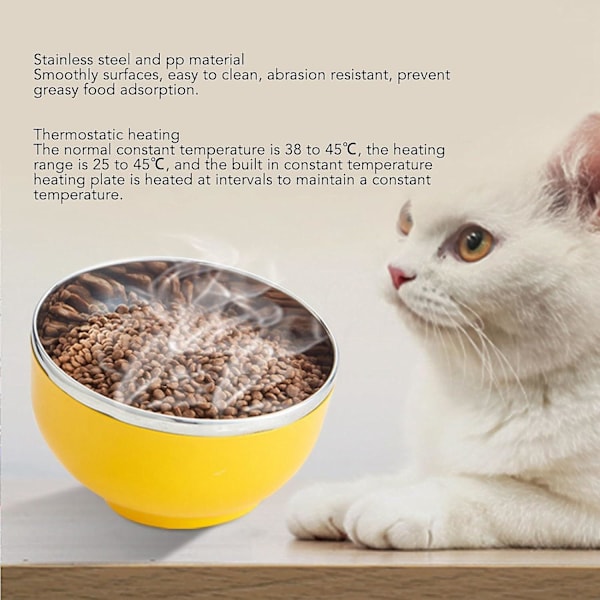 Uppvärmd Vattenskål för Hund & Katt, 450ml Rostfritt Stål Utomhus Uppvärmd Husdjurskål, 5w Termostatisk Uppvärmning Husdjurs Termisk Skål