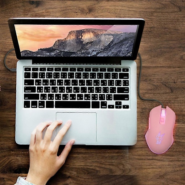 USB Mus Pink Kanin med Farverig LED Baggrundsbelysning 2400DPI Trådløs Spilmus til Bærbar PC Notebook Computer Universal