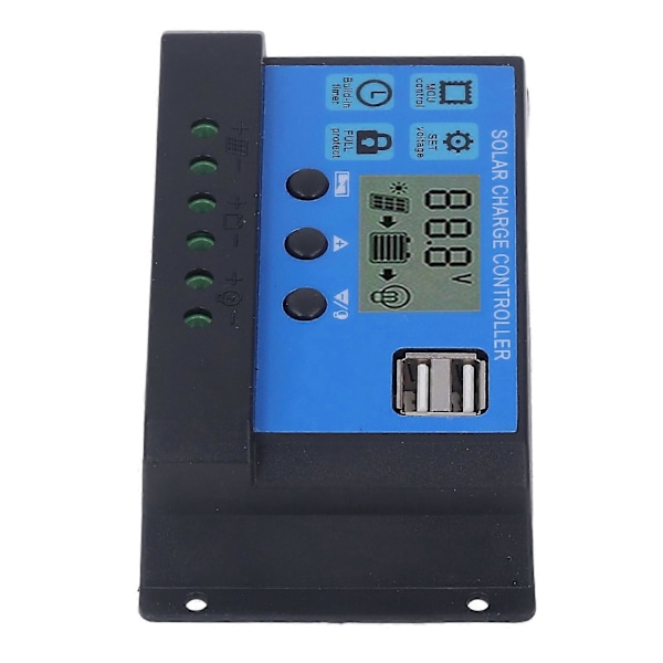 Solcelleladeregulering Dobbel USB 5V Utgang PWM Lading Kontrollregulator 12V 24V 60A