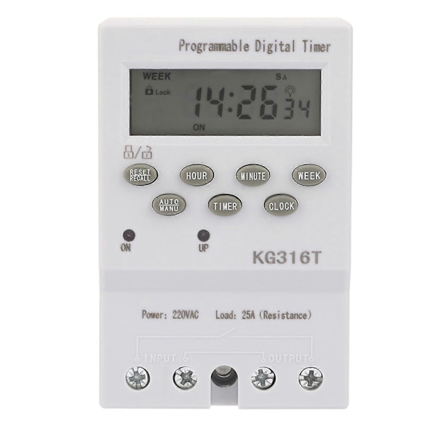 KG316T 220V Mikrocomputer Tidskontrolkontakt Programmerbar Automatisk Digital Timerkontakt
