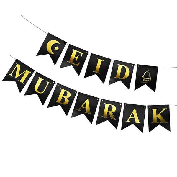 1 Set Ramadan Eid Mubarak Flaggor för Hängande Dekorationer