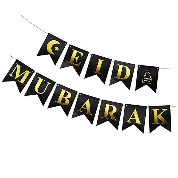 1 Sett Ramadan Eid Mubarak Banner Hengende Papirflagg Pynt