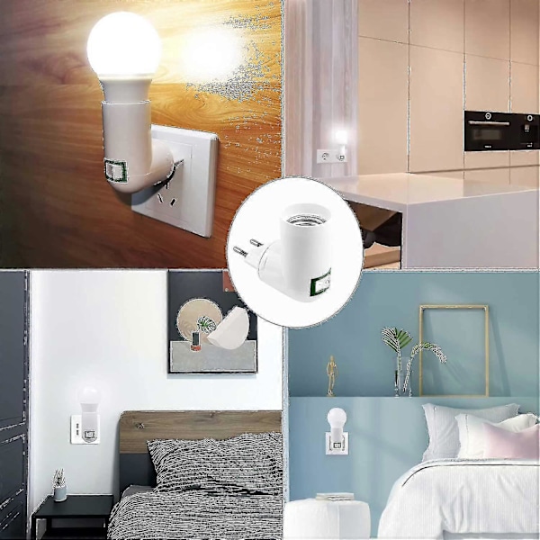 4 stk. E27 med kontaktkonstruktionsstik AC 220V elektrisk stikkontakt til køkkenvæglampe adapter LED pæreholder (hvid)