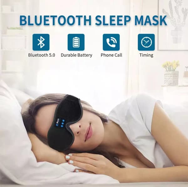 3D-hukommelsesskum sovemaske med Bluetooth-hovedtelefoner og timer | Luksus sovehovedtelefoner, sort