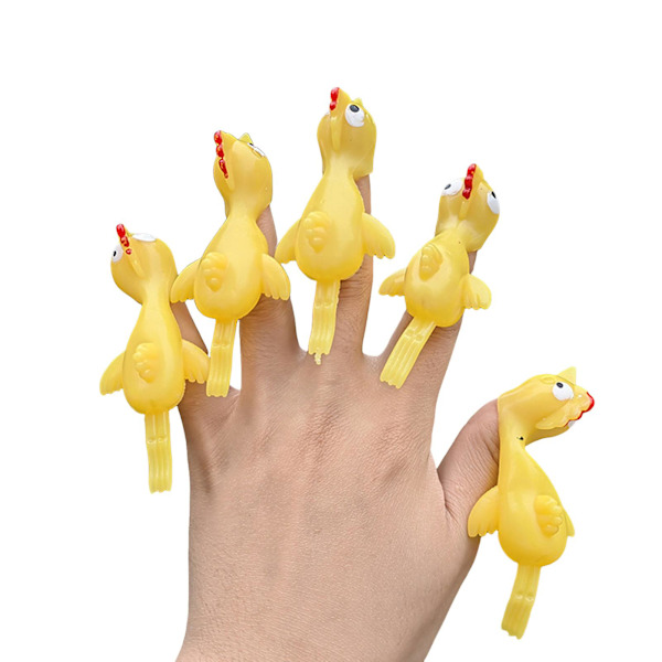 5-pack Kycklingkastare Leksak Hög Elastisk Stretch Klibbig Mjuk TPR Stressavlastning Säker Kalkon Kastare Finger Leksak Barnpresent