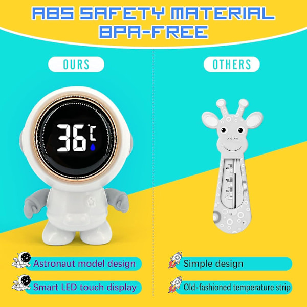 Astronaut Baby Badtermometer, Badtermometer för Spädbarn med LED-Display, Flytande Badtermometer för Babybad