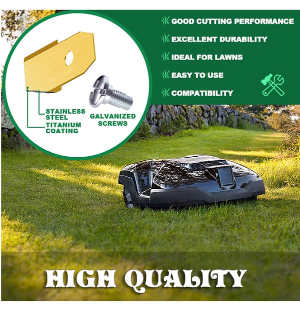 30-pakning Husqvarna gressklipperblader, dobbeltslipte rustfrie stålblader, 0,65 mm