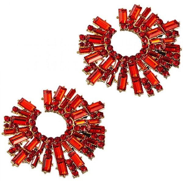 1 Par Rhinestone Øreringe Vintage Boho Øreringe til Kvinder Piger Strand Rød