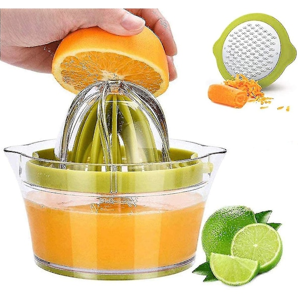 4-in-1 Mehulinkone, Sitrushedelmien (Sitruuna, Appelsiini) Käsikääntäjä, Munanjakaja, 2 Liukumattomaa Puristinta, Siivilä, Raastin ja Mitta (13oz