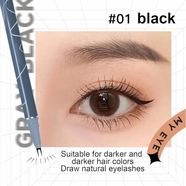 2 kpl Eyeliner-kynää, Kaksi kärjellinen vedenkestävä nestemäinen eyeliner-kynä harjalla, Double Claw Pen Liquid Eyeliner, Erittäin ohut